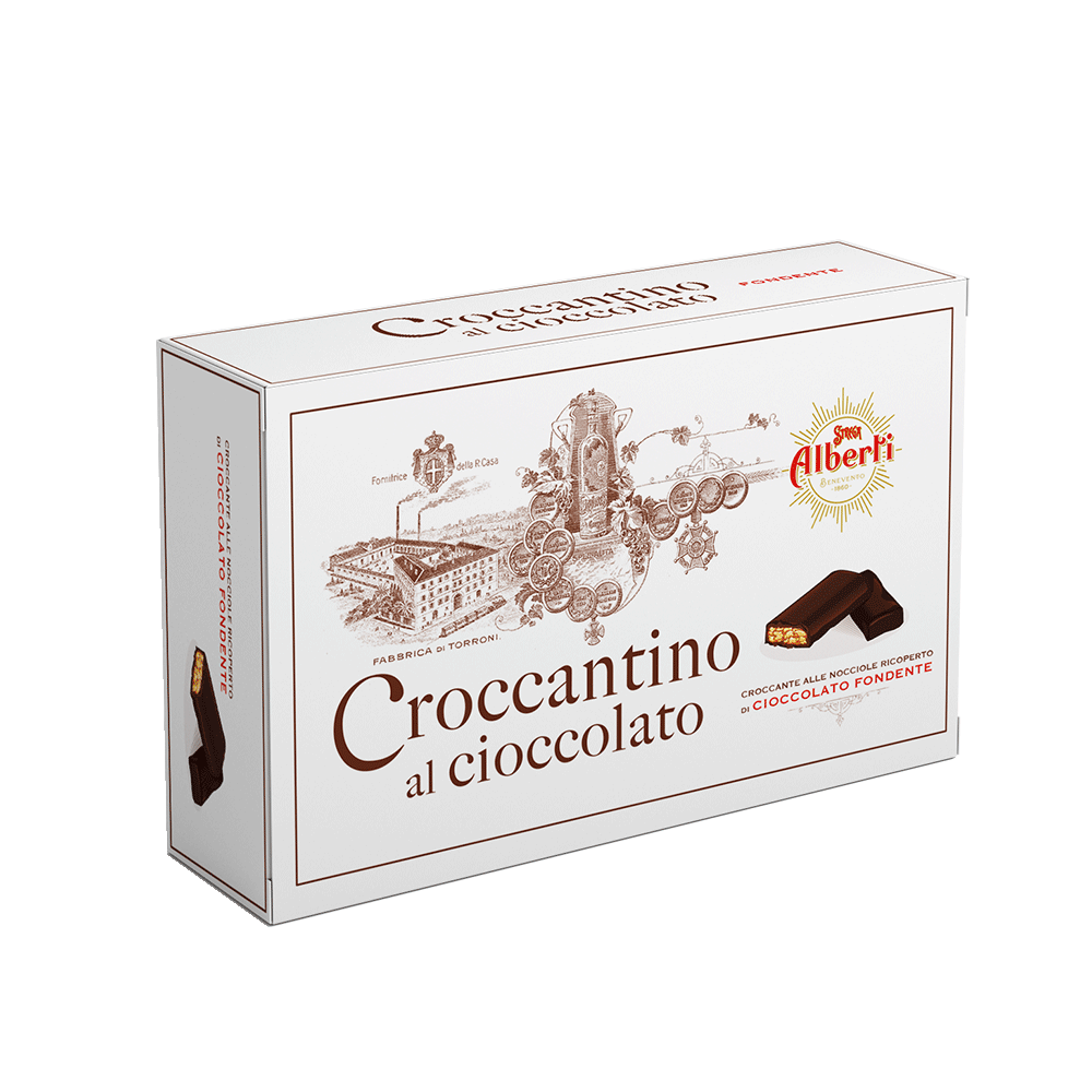 STREGA ALBERTI TORRONE CROCCANTINO DARK CHOCOLATE 300 GR (12 in a box)