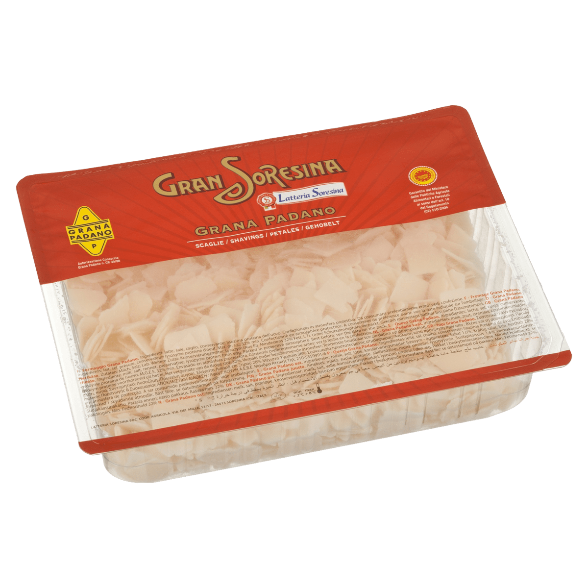 SORESINA CHEESE GRANA PADANO D.O.P. SHAVINGS 500 GR (1 in a box)