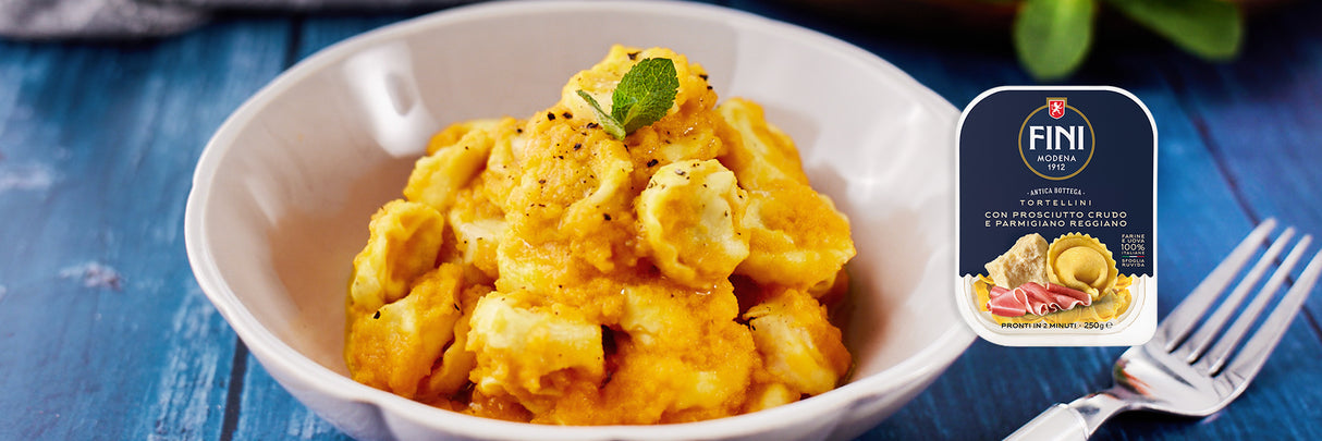 FINI STUFFED PASTA TORTELLINI WITH RAW HAM LACTOSE FREE 250 GR (8 in a box)