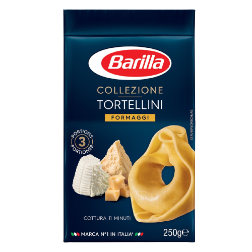 BARILLA STUFFED PASTA TORTELLINI WITH THREE CHEESE 250 GR (10 IN A BOX)