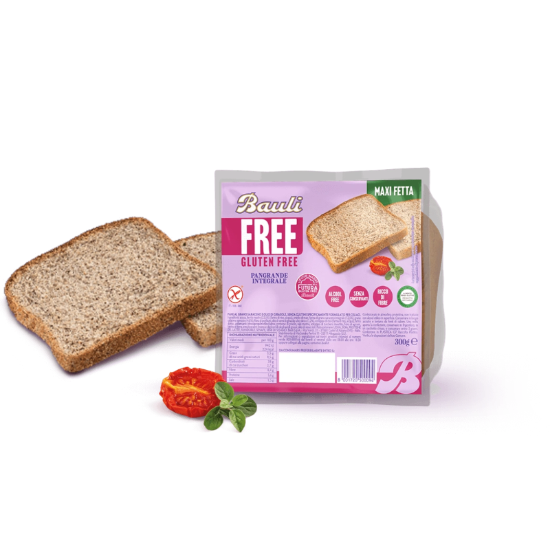 BAULI BREAD WHOLEMEAL PANGRANDE INTEGRALE GLUTEN FREE 300 GR (6 in a box)