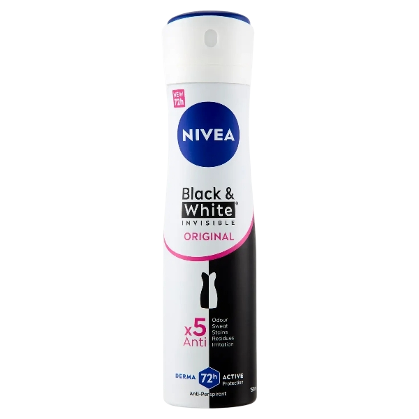 NIVEA DEO BLACK&WHITE INVISIBLE ORIGINAL 72H SPRAY 150 ML (6 in a box)