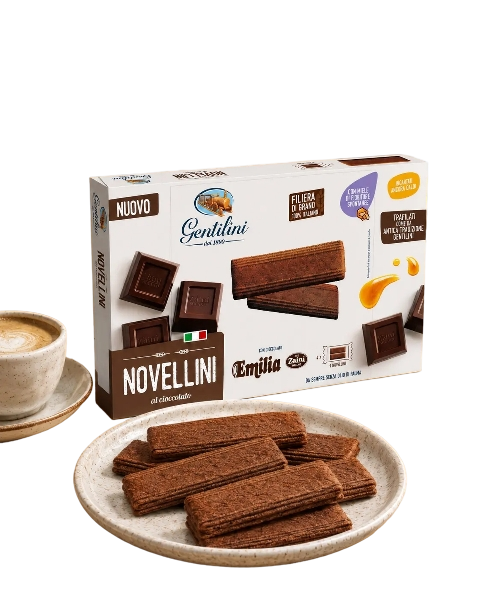 GENTILINI BISCOTTI NOVELLINI CHOCOLATE 240 GR (12 in a box)