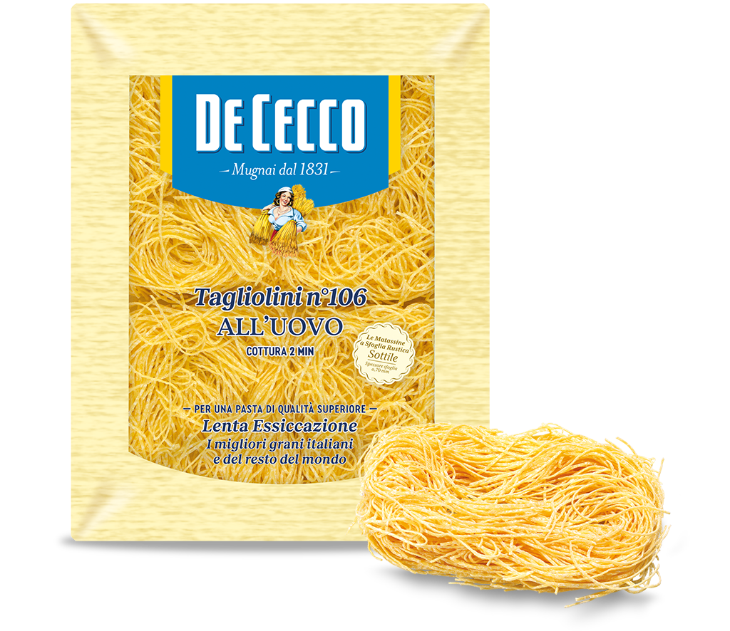 DE CECCO PASTA ALL'UOVO TAGLIOLINI N.106 250 GR (12 in a box)