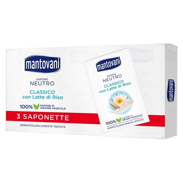 MANTOVANI SOAP SOLID FOR HANDS NEUTRO CLASSICO X3 270 GR (21 in a box)