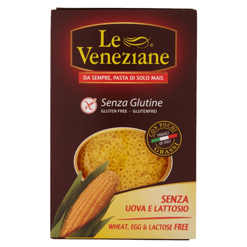 LE VENEZIANE CORN PASTA GLUTEN FREE ANELLINI 250 GR (12 IN A BOX)