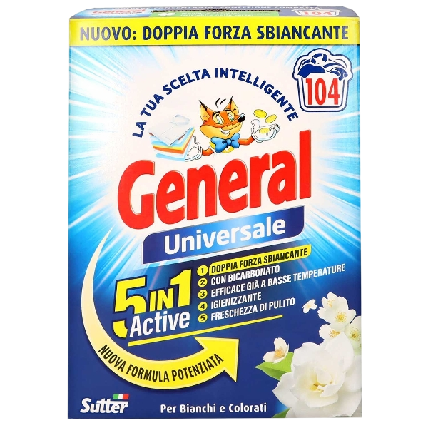 GENERAL LAUNDRY DETERGENT POWDER UNIVERSALE 5in1 ACTIVE 104 WASHES 4.6 KG (1 in a box)