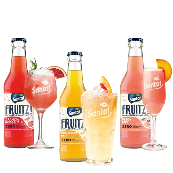 SANTAL APERITIF ZERO FRUITZ! RED ORANGE MIX GLASS 20 CL X2 (6 in a box)