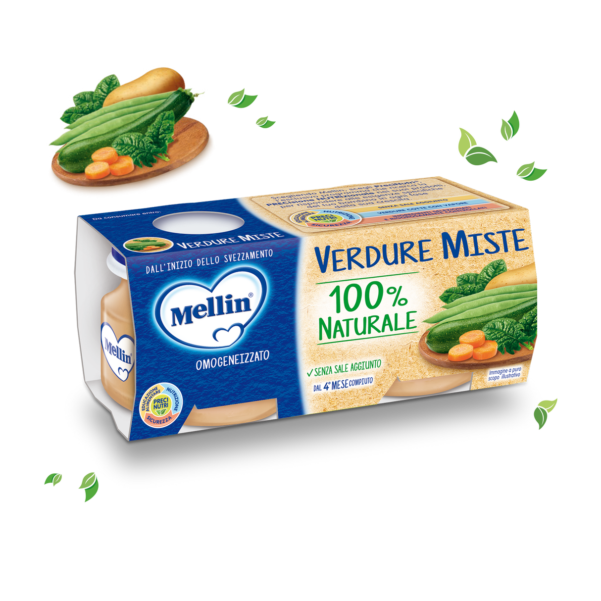 MELLIN HOMOGENIZED FRUIT MIX OF VEGETABLES 80 GR X2 (12 IN A BOX)