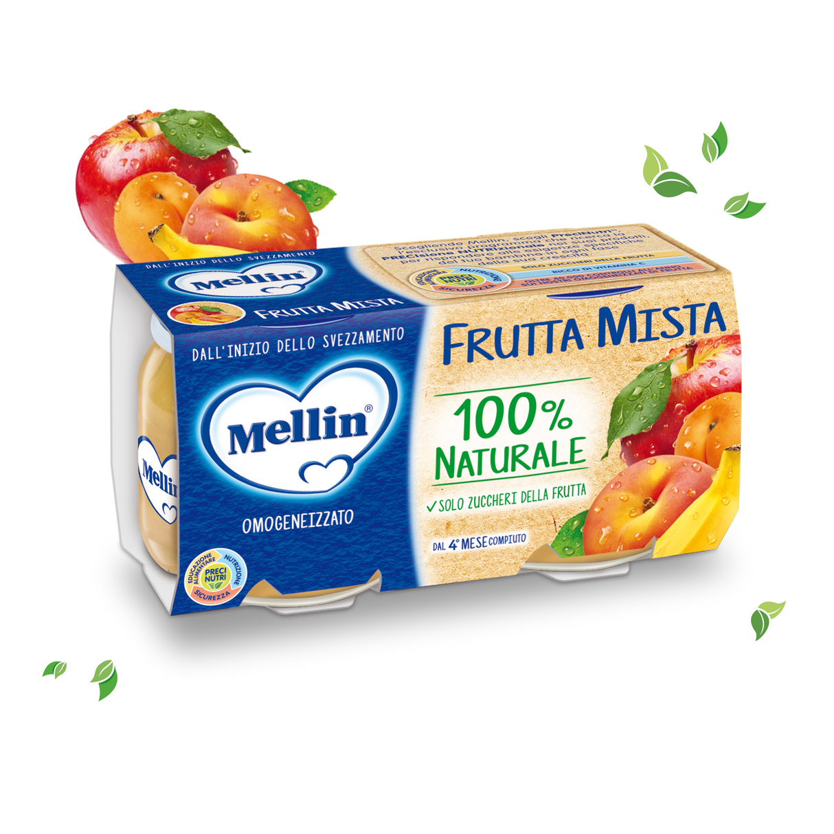 MELLIN HOMOGENIZED FRUIT MIX OF FRUITS 100 GR X2 (12 in a box)