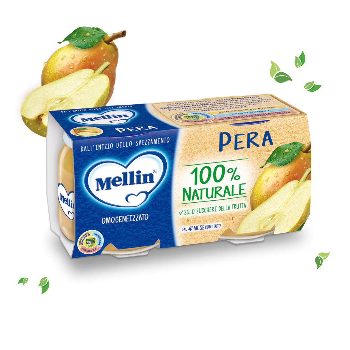 MELLIN HOMOGENIZED FRUIT PEAR 100 GR X2 (12 in a box)