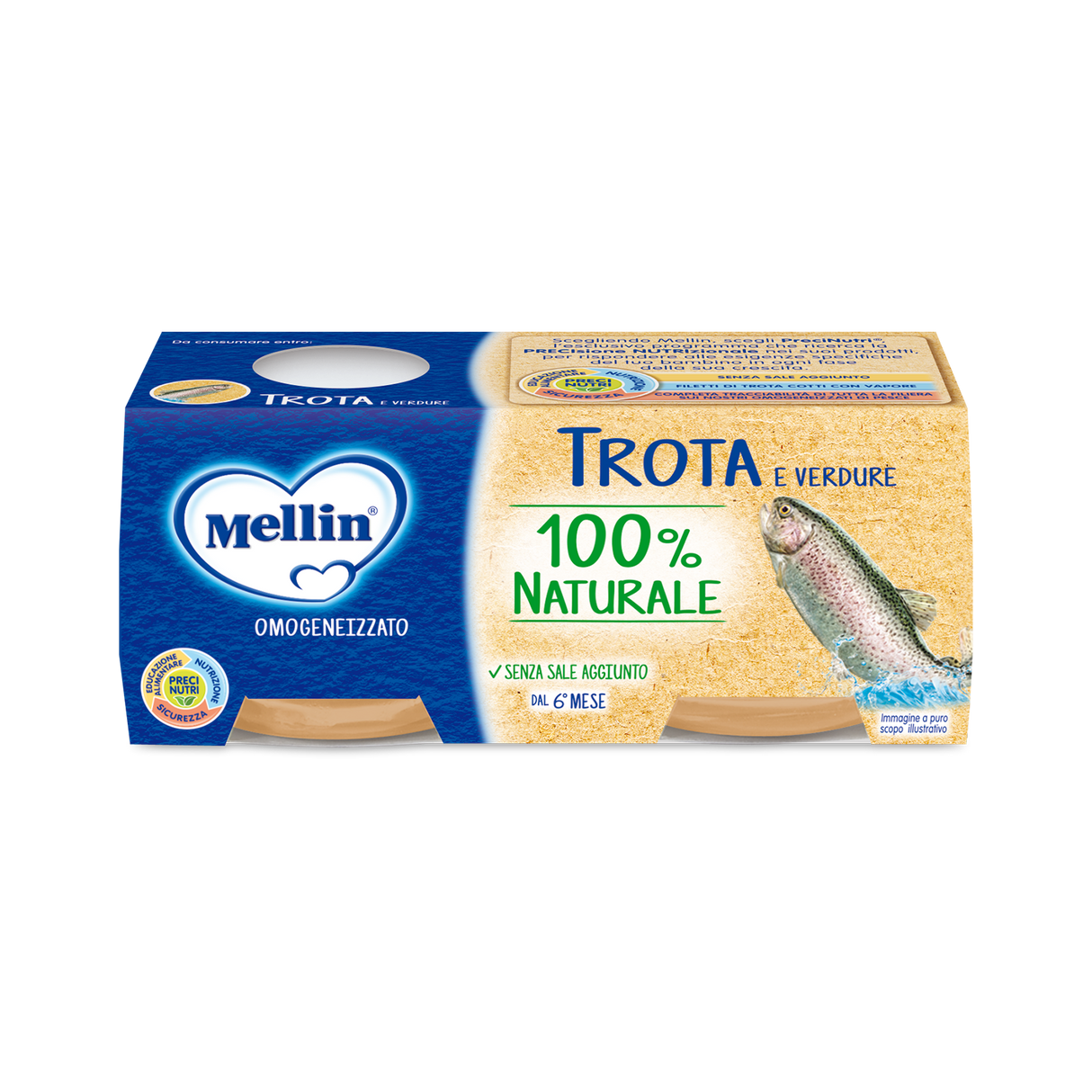 MELLIN HOMOGENIZED FISH TROTA 80 GR X2 (12 IN A BOX)