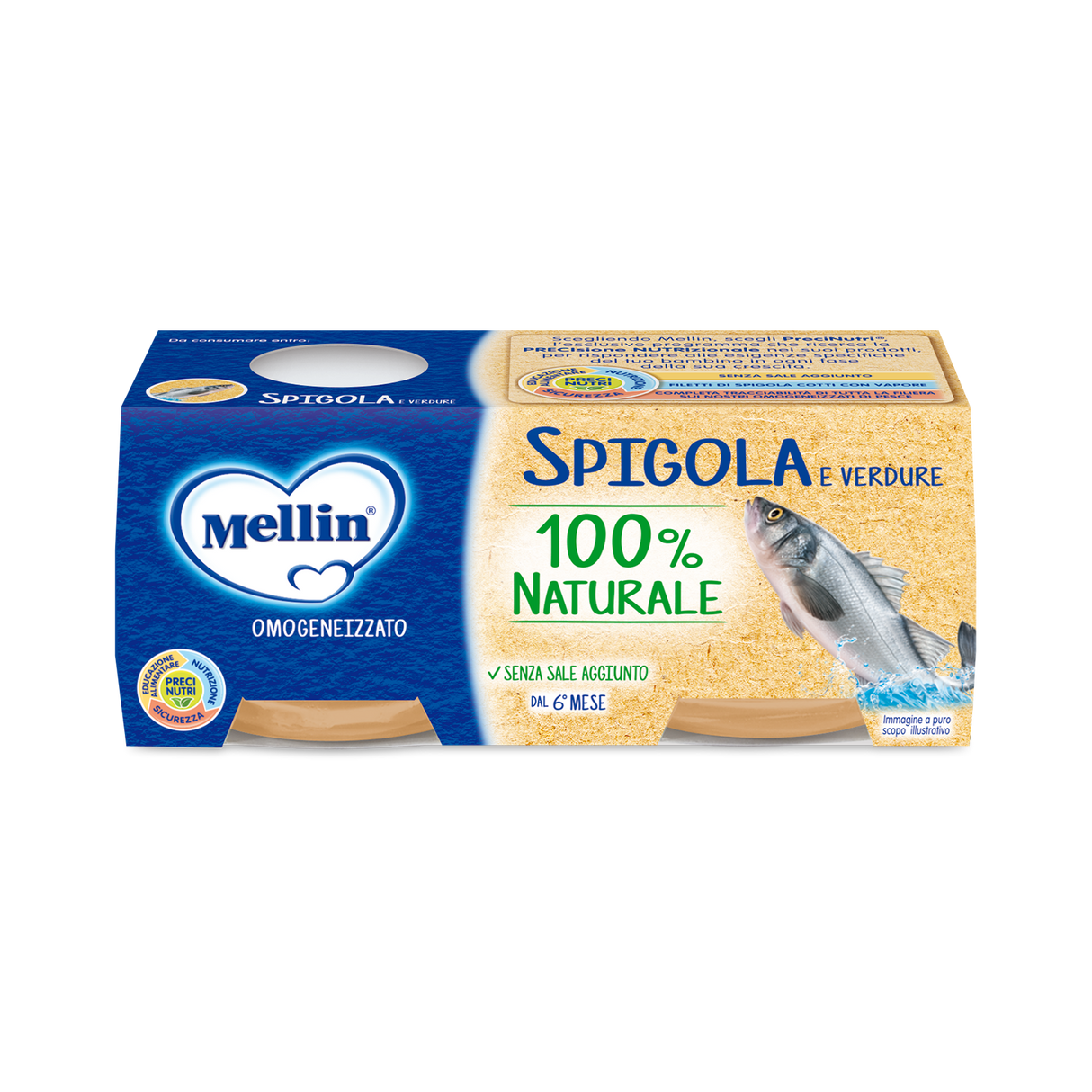 MELLIN HOMOGENIZED FISH SPIGOLA 80 GR X2 (12 IN A BOX)