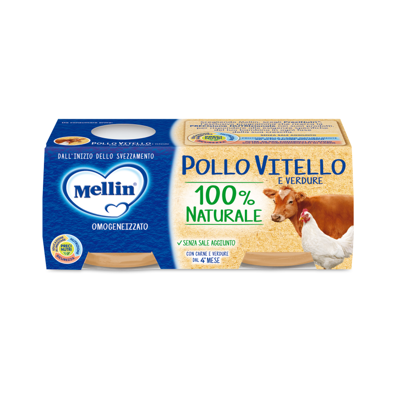 MELLIN HOMOGENIZED MEAT CHICKEN AND VEAL 80 GR X2 (12 in a box)