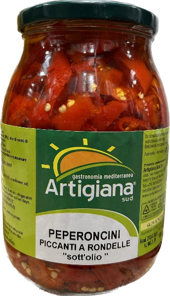 ARTIGIANA SUD CHILLI PEPPERS SLICE IN OIL 1 KG (6 in a box)