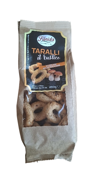 FANIDA TARALLI RUSTICO PORCINI MUSHROOMS WITH EXTRA VIRGIN OLIVE OIL 250 GR (16 in a box)
