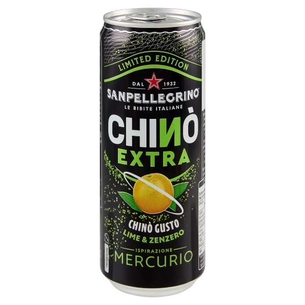 SAN PELLEGRINO CHINO' CHINOTTO EXTRA MERCURIO LIME & GINGER CANS 330 ML (24 in a box) - LIMITED EDITION