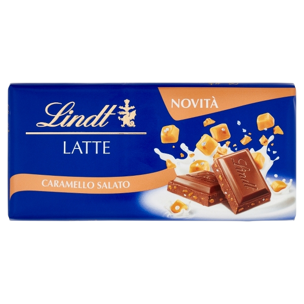 LINDT CLASSIC CHOCOLATE BAR MILK SALTED CARAMEL 100 GR (20 in a box)