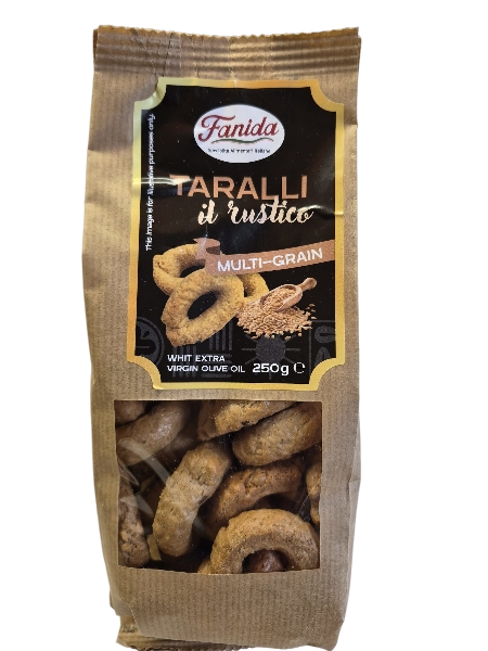 FANIDA TARALLI RUSTICO MULTI-GRAIN EXTRA VIRGIN OLIVE OIL 250 GR (16 in a box)