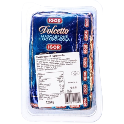 IGOR CHEESE GORGONZOLA E MASCARPONE DOLCETTO £17.28 AL KG (APPROX. 1.5 KG) PROMO £15.28