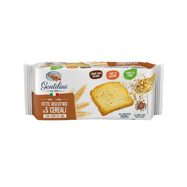 GENTILINI BAKERY RUSKS FETTE BISCOTTATE AI 5 CEREALI 185 GR (12 in a box)