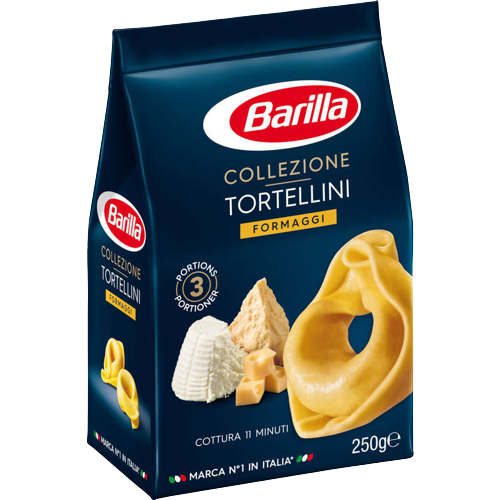 BARILLA STUFFED PASTA TORTELLINI WITH THREE CHEESE 250 GR (10 IN A BOX)