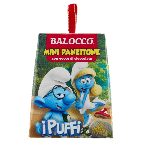 BALOCCO MINI PANETTONE DROPS OF CHOCOLATE I PUFFI 90 GR (32 in a box)