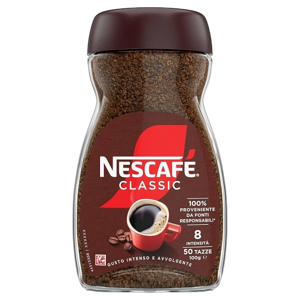 NESCAFE' WATER-SOLUBLE INSTANT COFFEE CLASSICO 100 GR (12 in a box)