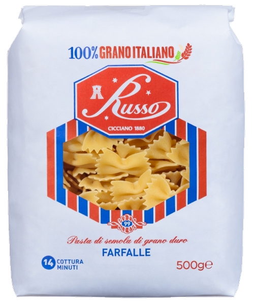 RUSSO PASTA DI SEMOLA FARFALLE 500 GR (20 in a box)