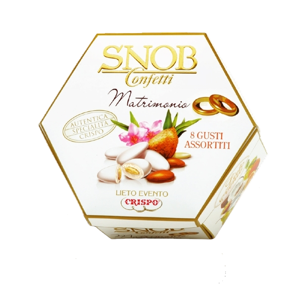 CRISPO CONFETTI SNOB WEDDING WHITE ALMOND 500 GR (6 in a box)