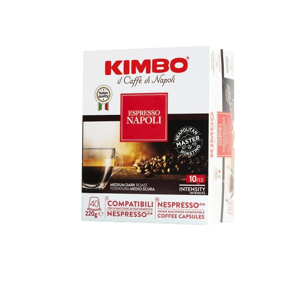 KIMBO COFFEE CAPSULES NESPRESSO ESPRESSO NAPOLI X40 220 GR (4 in a box)