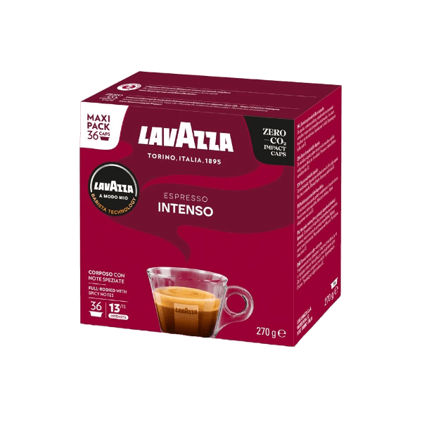 LAVAZZA COFFEE CAPSULES A MODO MIO ESPRESSO INTENSO X36 270 GR (10 in a box)