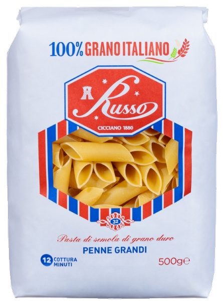 RUSSO PASTA DI SEMOLA PENNE GRANDI 500 GR (20 in a box)