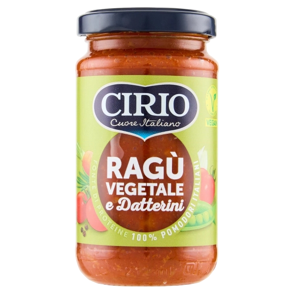 CIRIO PASTA SAUCE RAGU' VEGETABLES AND DATTERINI JAR 190 GR (8 in a box)