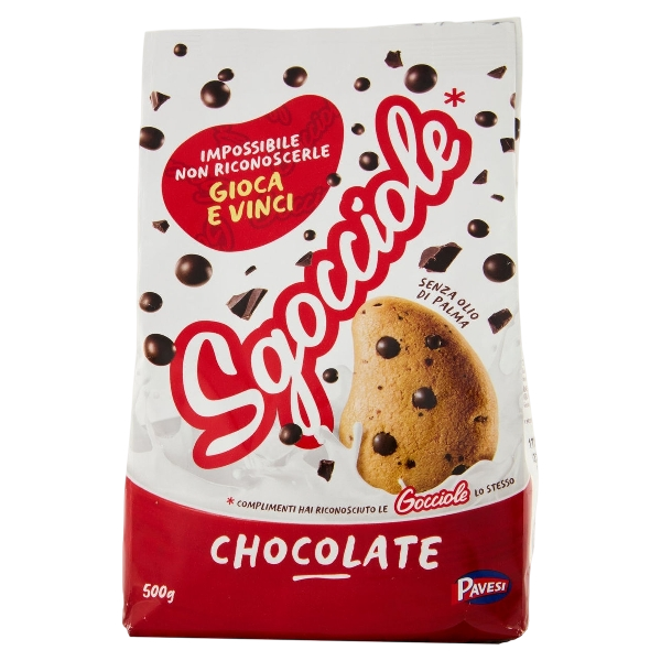 PAVESI BISCOTTI GOCCIOLE CHOCOLATE 500 GR (12 in a box)