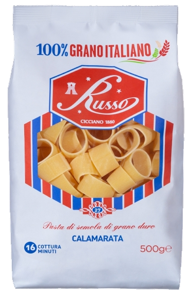 RUSSO SPECIAL SIZE PASTA DI SEMOLA CALAMARATA 500 GR (12 in a box)