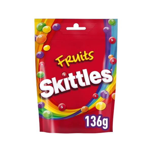SKITTLES CANDY CHEWY FRUITS 136 GR (15 in a box)