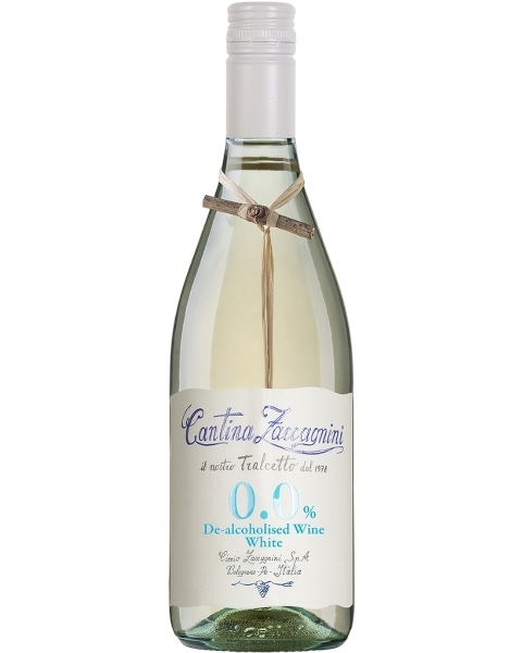 VINI ITALIA WHITE WINE ZACCAGNINI TRALCETTO BIANCO 0.0%, ALCOHOL FREE , ABRUZZO, ITALY 75 CL (6 IN A BOX)