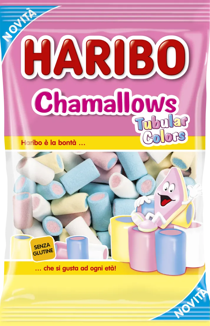 HARIBO CANDY CHAMALLOWS TUBOLAR COLORS 150 GR (12 in a box)