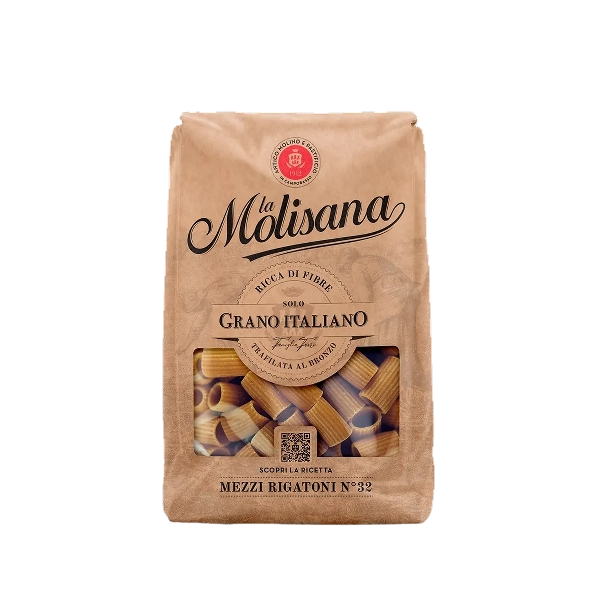 MOLISANA PASTA WHOLEMEAL MEZZI RIGATONI N.32 500 GR (12 in a box)