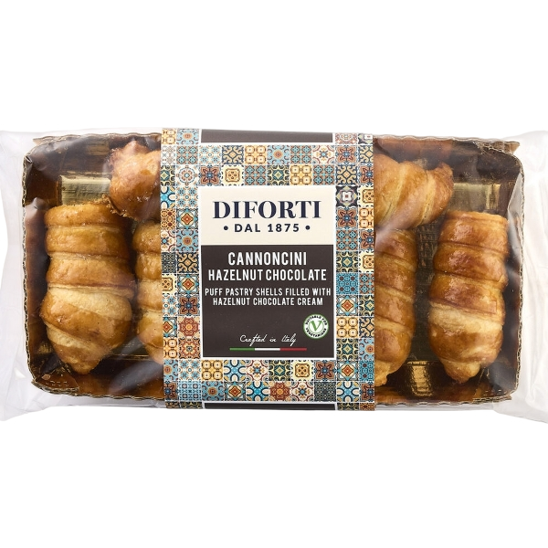 DIFORTI DESSERT CANNONCINI FILLED HAZELNUT CHOCOLATE 150 GR (6 in a box)
