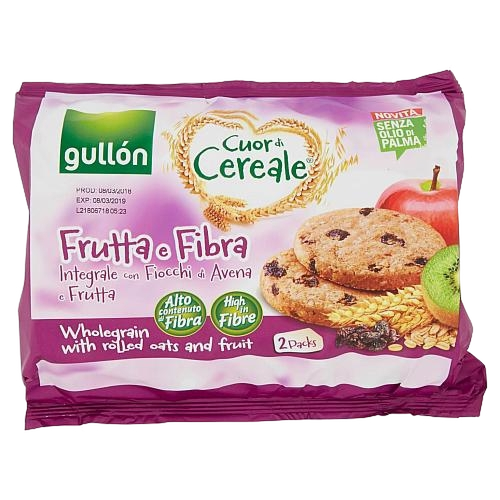 GULLON BISCOTTI CUOR DI CEREALE FRUTTA E FIBRA X2 600 GR (8 in a box)