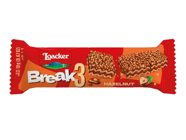 LOACKER WAFER BREAK3 HAZELNUT MULTIPACK X4 76 GR (10 in a box)