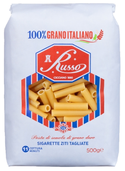 RUSSO PASTA DI SEMOLA SIGARETTE ZITI TAGLIATE 500 GR (20 in a box)