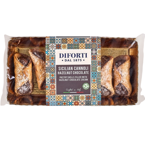 DIFORTI DESSERT CANNOLI FILLED HAZELNUT CHOCOLATE 150 GR (6 in a box)