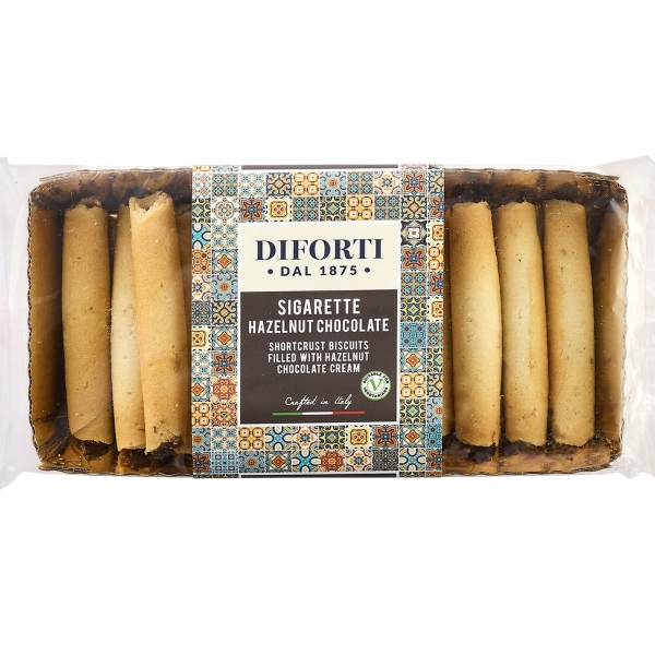 DIFORTI DESSERT SIGARETTE FILLED HAZELNUT CHOCOLATE 150 GR (6 in a box)