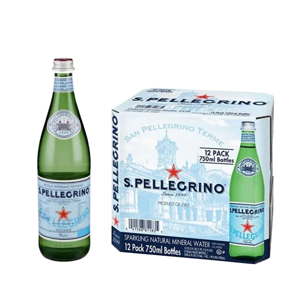 SAN PELLEGRINO CARBONATED WATER GLASS 750 ML (12 in a box)