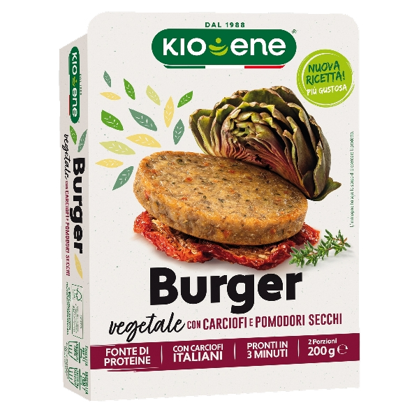 KIO ENE VEGETABLES BURGER ARTICHOKES AND DRIED TOMATOES X2 200 GR (6 in a box)