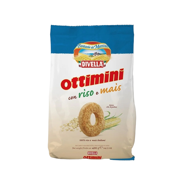 DIVELLA BISCOTTI OTTIMINI RICE AND CORN 400 GR (12 IN A BOX)
