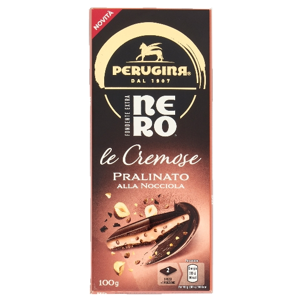 PERUGINA NERO CHOCOLATE BAR EXTRA DARK PRALINATO HAZELNUT 100 GR (14 in a box)